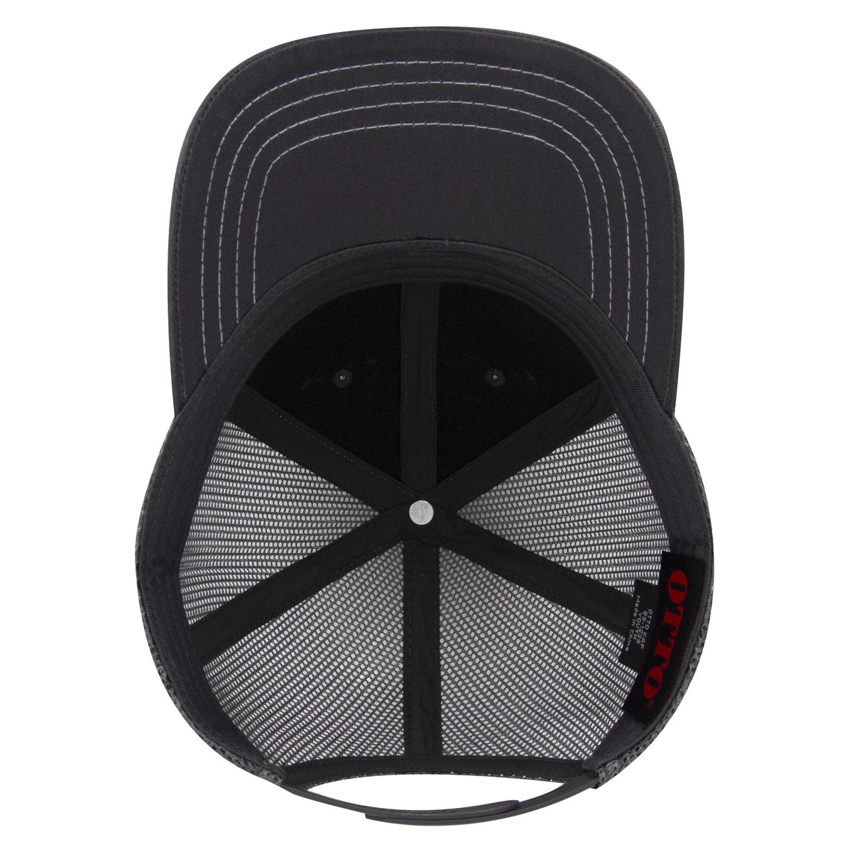 Inside View of 025 - Char. Gray OTTO CAP 6 Panel Low Profile Mesh Back Trucker Hat