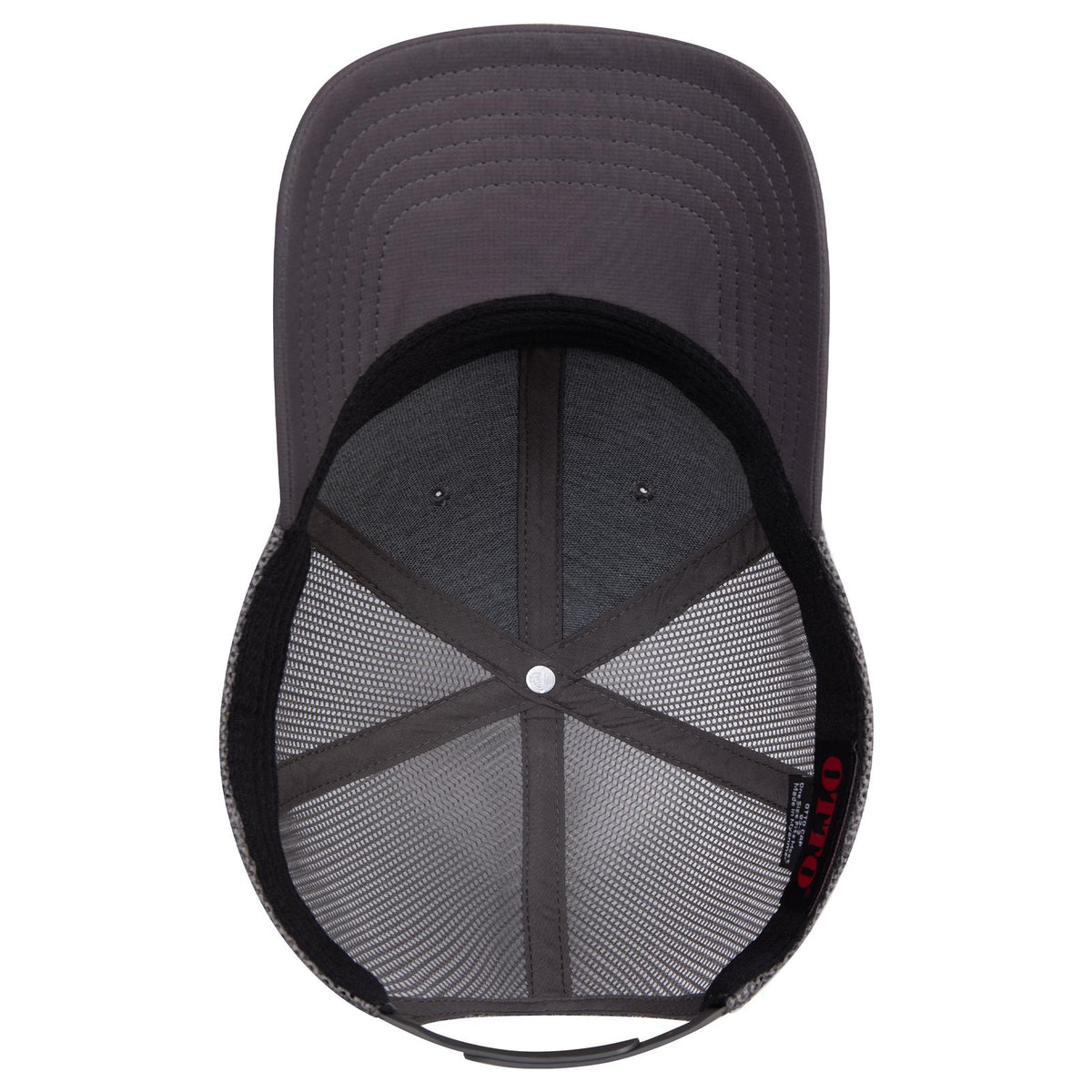 Inside View of 025 - Char. Gray OTTO CAP 6 Panel Low Profile Mesh Back Trucker Hat