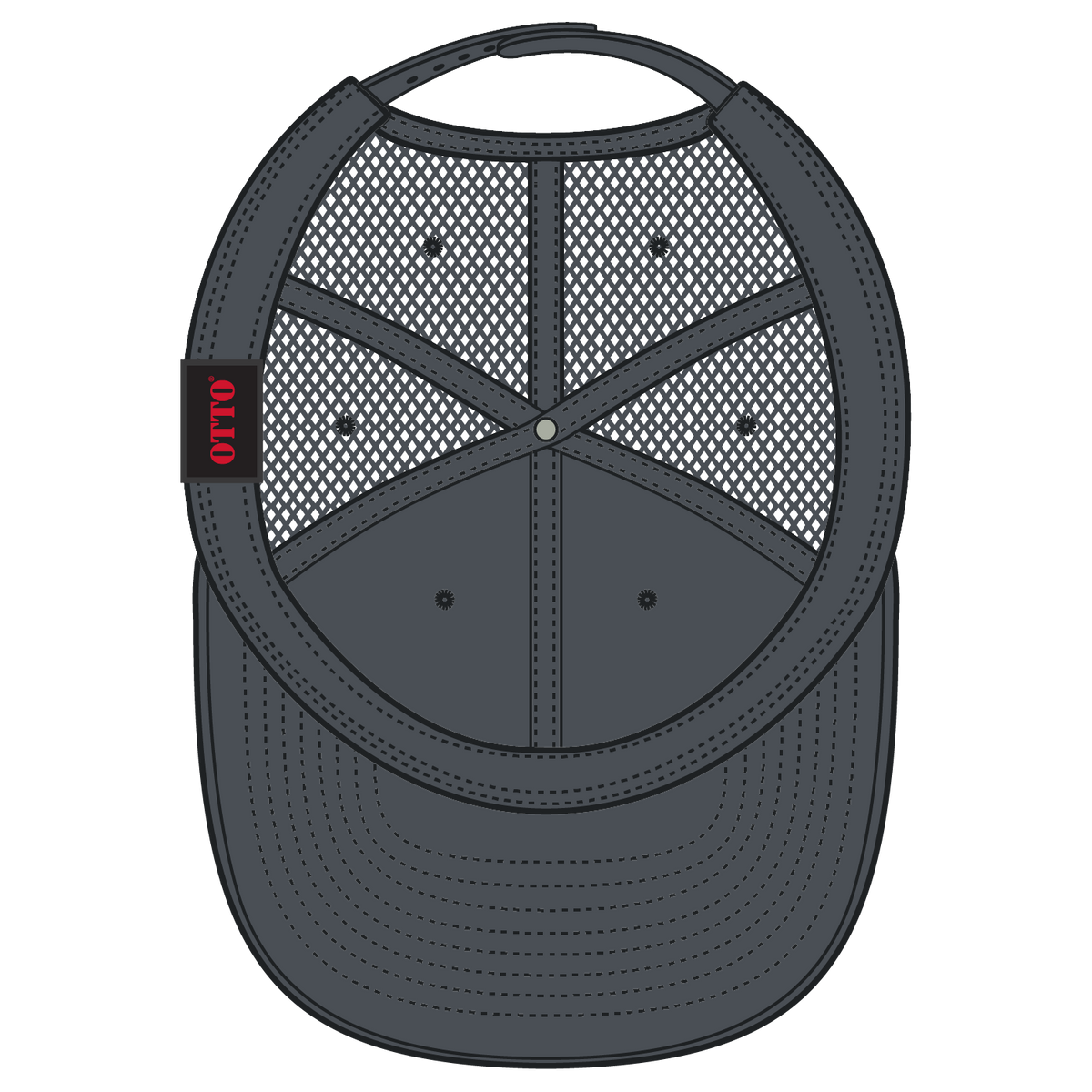 Inside View of 025 - Char. Gray OTTO CAP 6 Panel Low Profile Mesh Back Trucker Hat