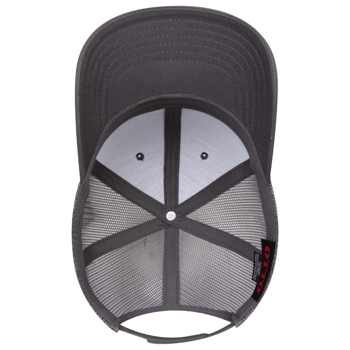 Inside View of 025 - Char. Gray OTTO CAP 6 Panel Mid Profile Mesh Back Trucker Hat
