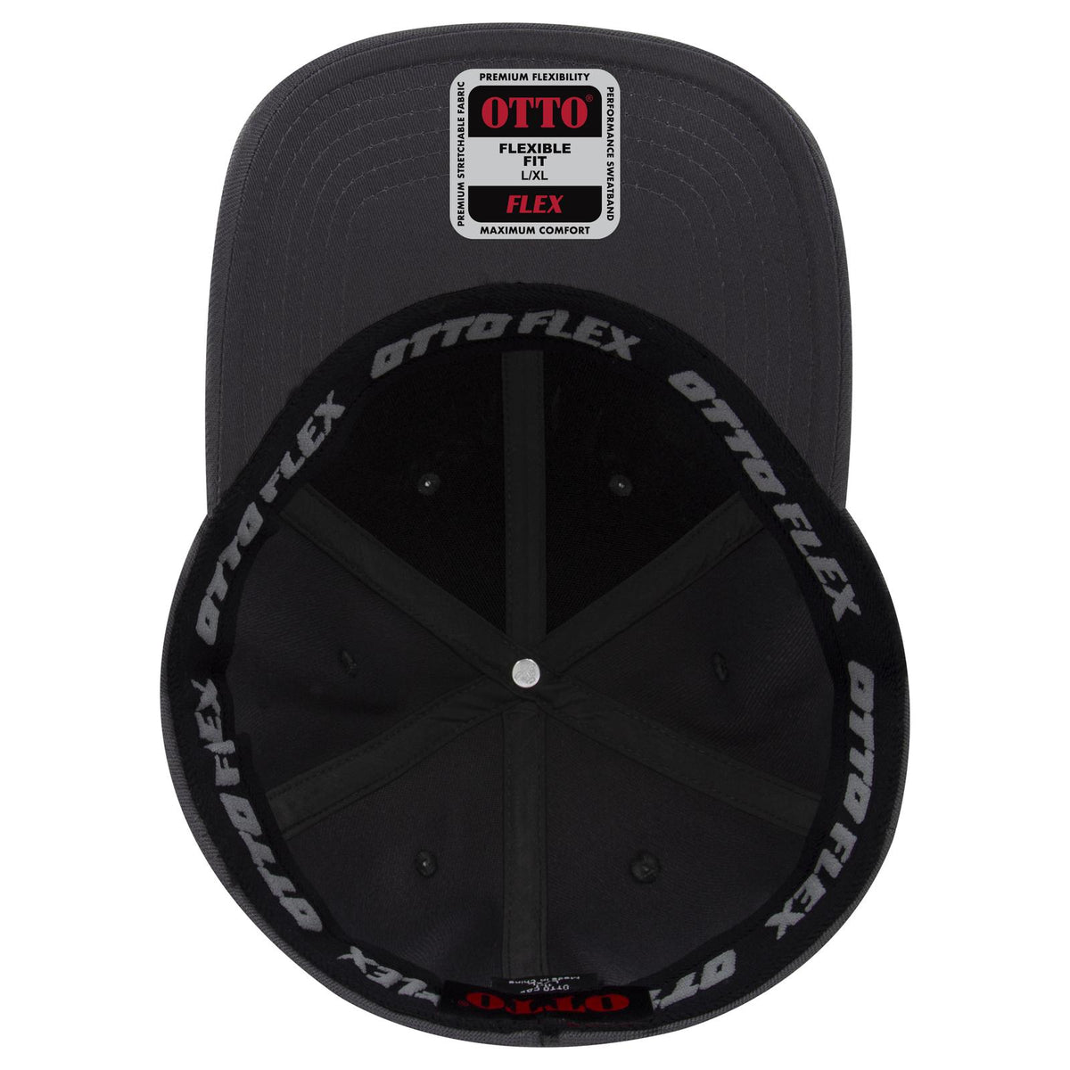 Inside View of 025 - Char. Gray OTTO CAP "OTTO FLEX" Fitted 6 Panel Low Profile Baseball Cap