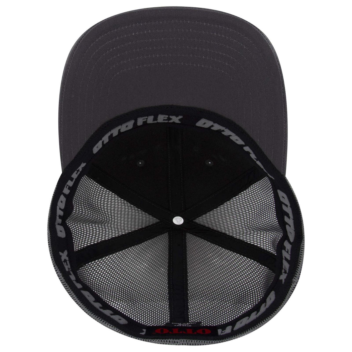 Inside View of 025 - Char. Gray OTTO CAP "OTTO FLEX" Fitted 6 Panel Low Profile Mesh Back Trucker Hat