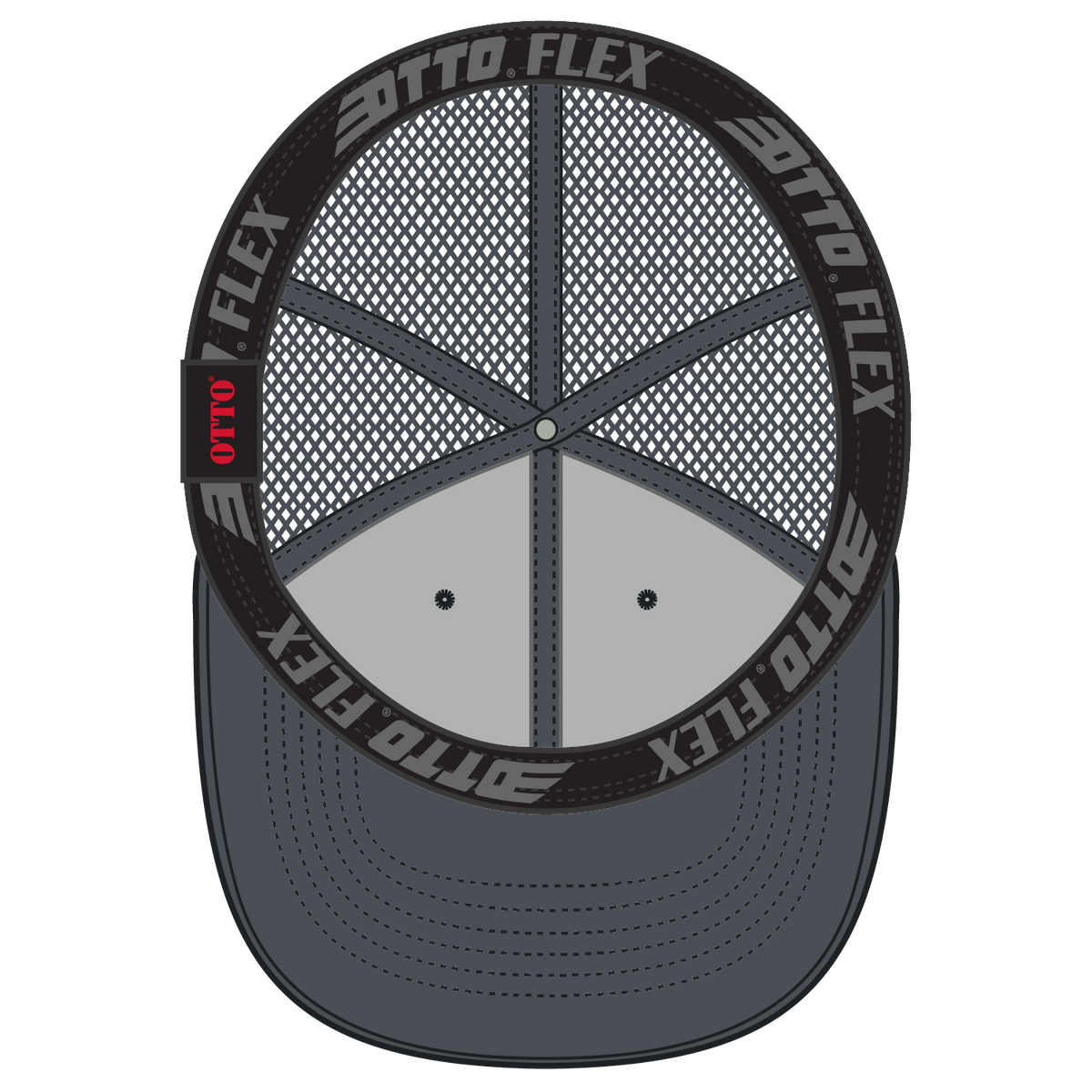 Inside View of 025 - Char. Gray OTTO CAP "OTTO FLEX" Fitted 6 Panel Low Profile Mesh Back Trucker Hat