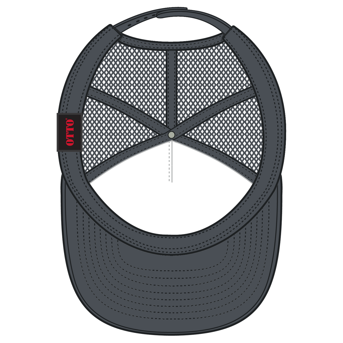 Inside View of 025 - Char. Gray OTTO CAP "OTTO SNAP" 5 Panel High Crown Mesh Back Trucker Snapback Hat