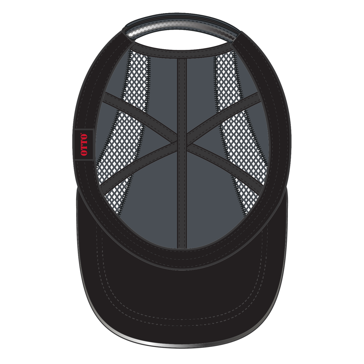 Inside View of 025 - Char. Gray OTTO CAP Reflective 6 Panel Running Cap