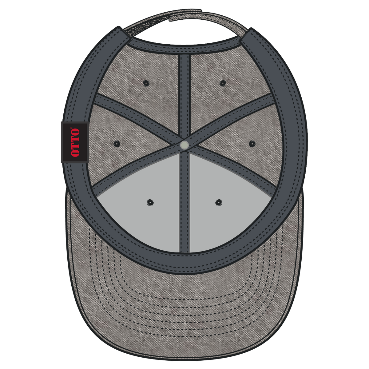 Inside View of 025A - Char. Gray OTTO CAP 6 Panel Low Profile Baseball Cap