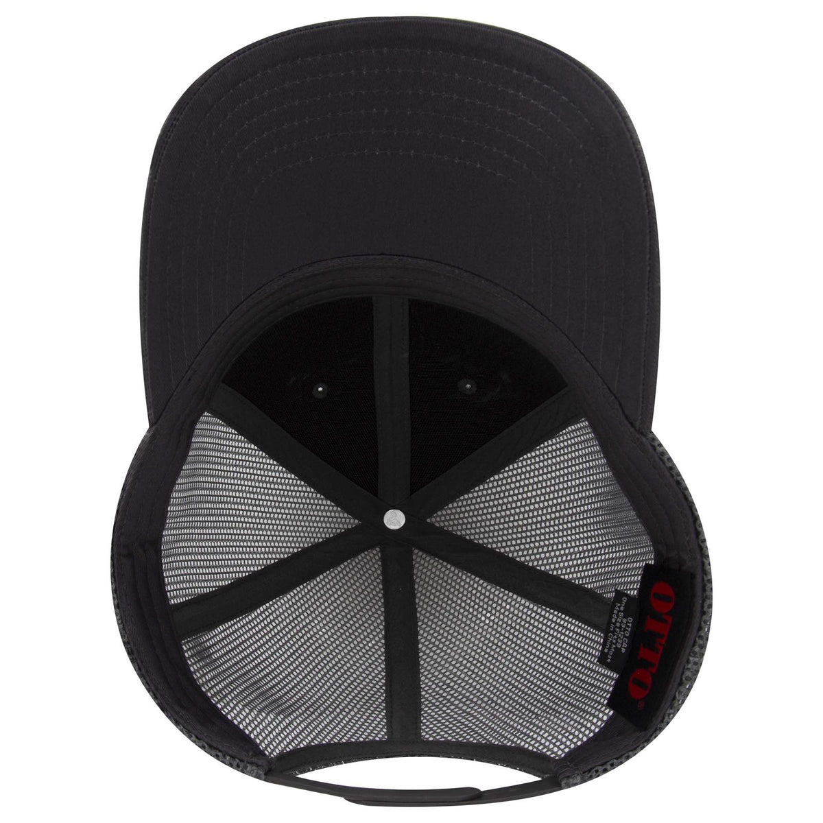 Inside View of 025A - Char. Gray OTTO CAP 6 Panel Low Profile Mesh Back Trucker Hat