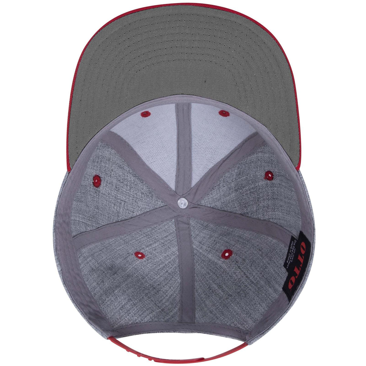 Inside View of 027474 - Red/H.Gry/H.Gry OTTO CAP "OTTO SNAP" 6 Panel Pro Style Snapback Hat