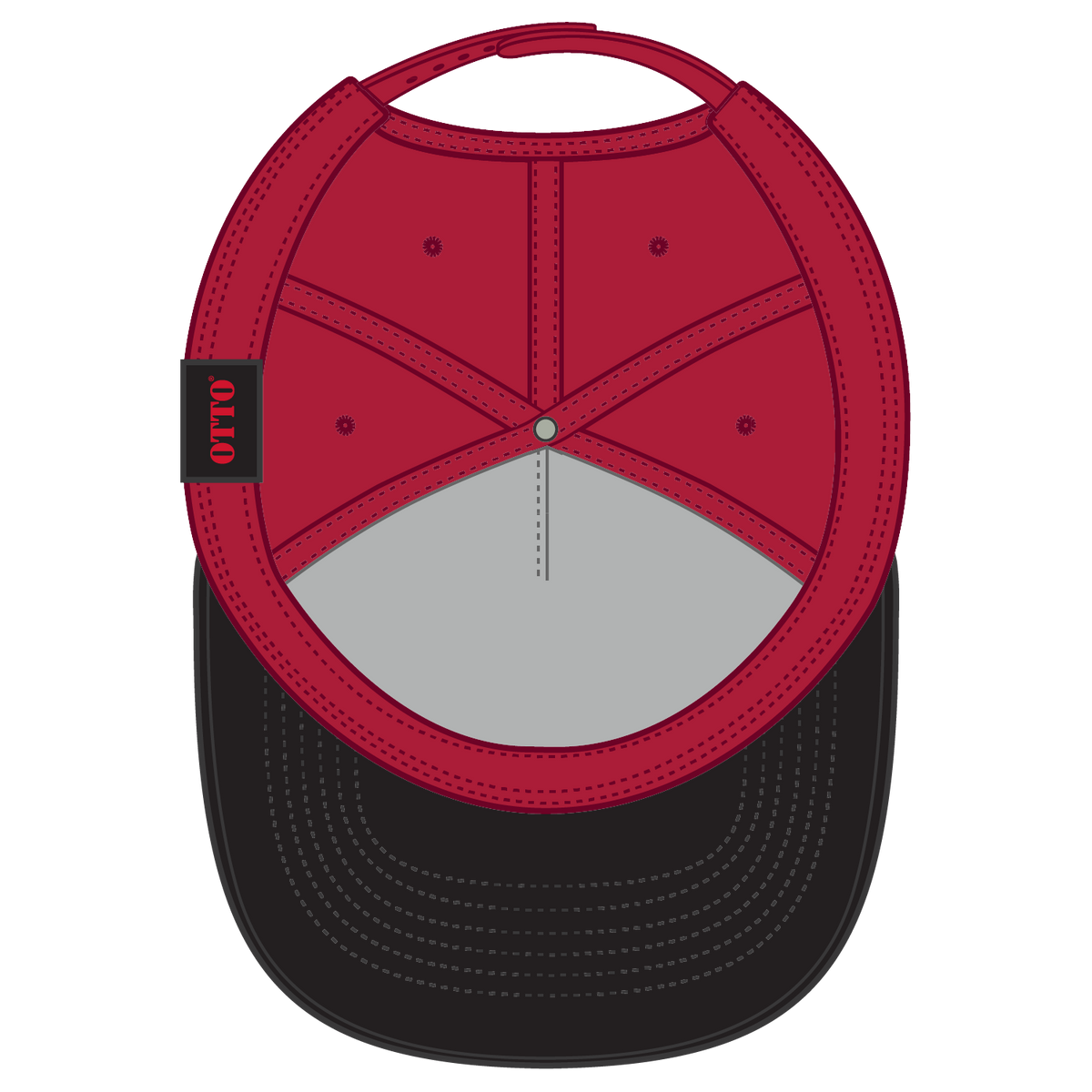 Inside View of 0302 - Blk/Red OTTO CAP 5 Panel Mid Profile Baseball Cap