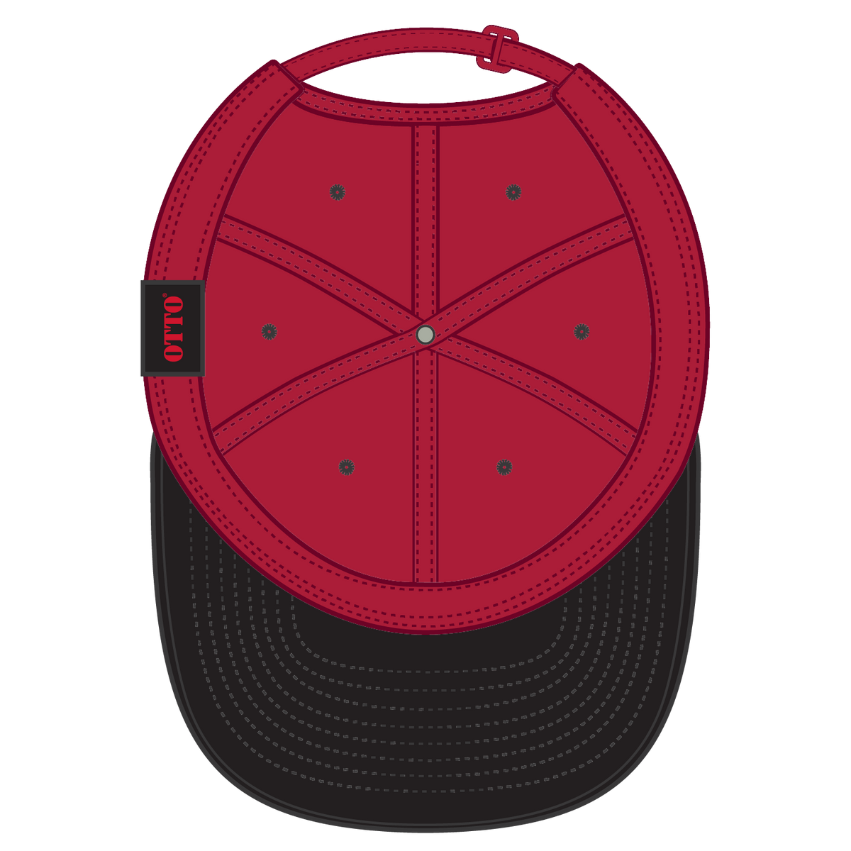Inside View of 0302 - Blk/Red OTTO CAP 6 Panel Low Profile Baseball Cap