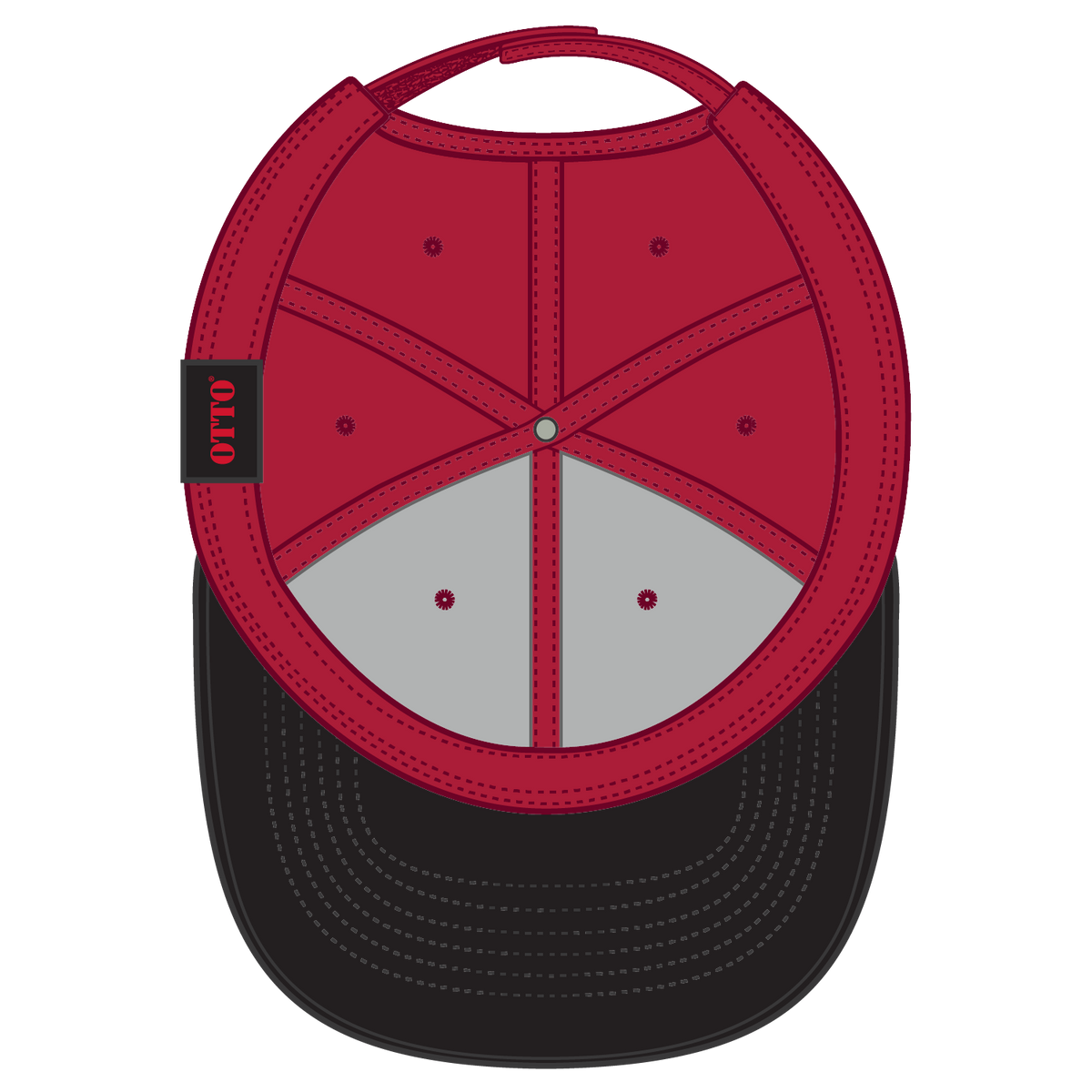 Inside View of 0302 - Blk/Red OTTO CAP 6 Panel Low Profile Baseball Cap