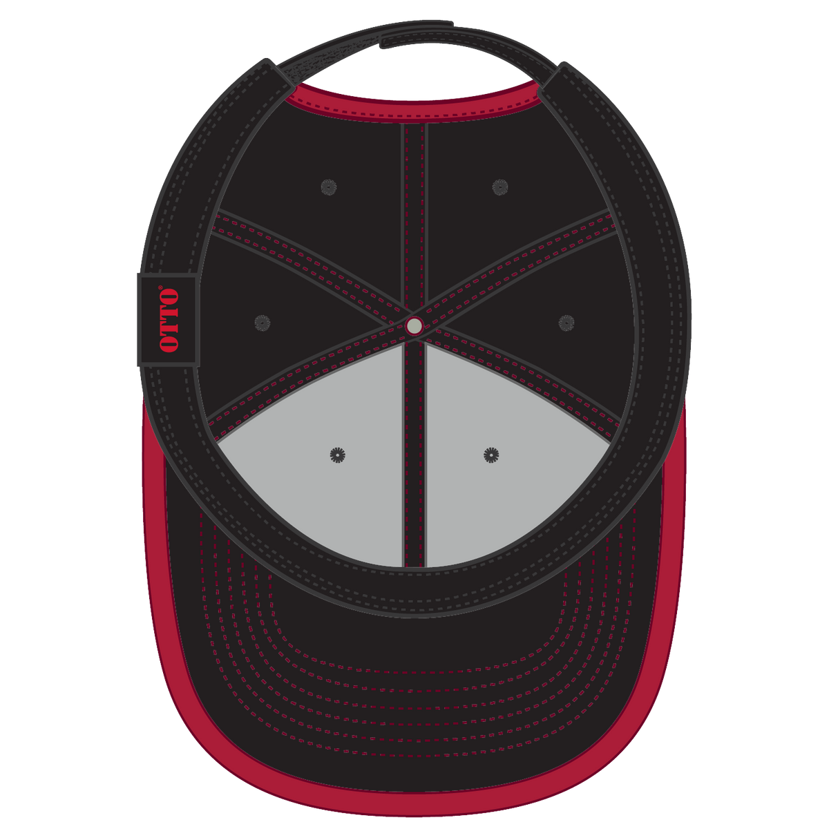 Inside View of 0302 - Blk/Red OTTO CAP 6 Panel Low Profile Baseball Cap