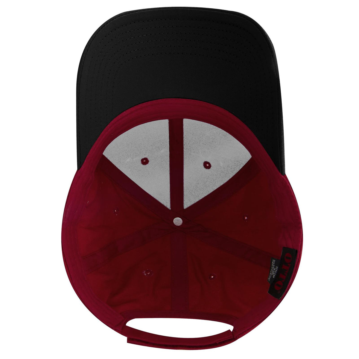 Inside View of 030202 - Blk/Red/Red OTTO CAP 6 Panel Low Profile Baseball Cap