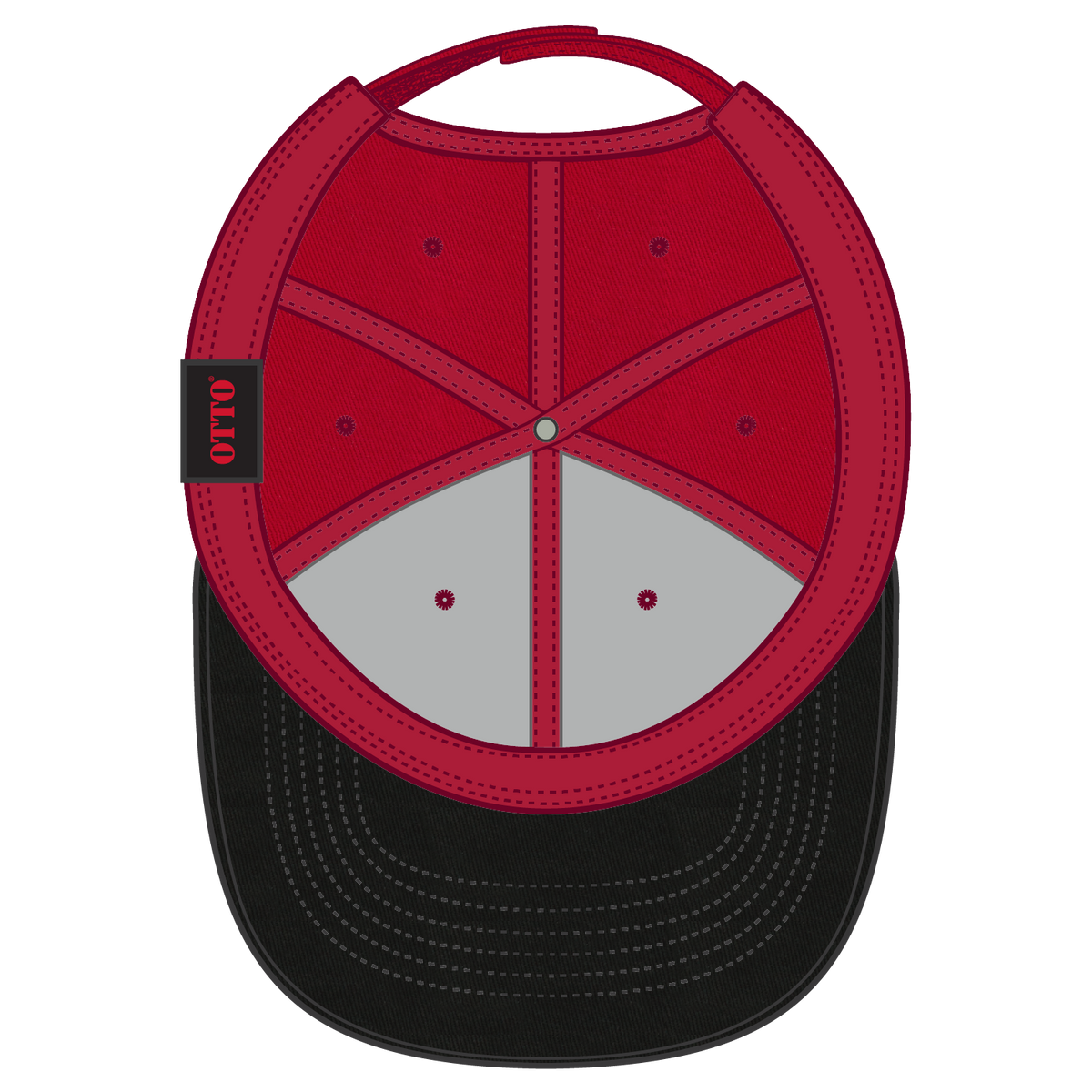 Inside View of 030202 - Blk/Red/Red OTTO CAP 6 Panel Low Profile Baseball Cap