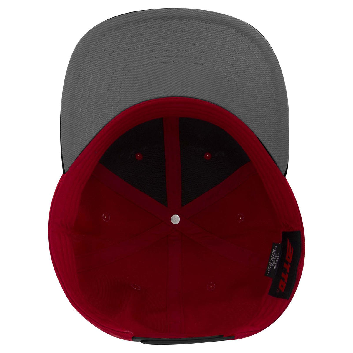 Inside View of 030202 - Blk/Red/Red OTTO CAP "OTTO SNAP" 6 Panel Pro Style Snapback Hat
