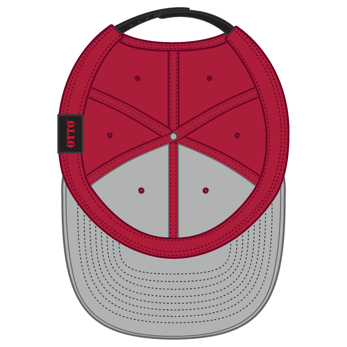 Inside View of 030202 - Blk/Red/Red OTTO CAP "OTTO SNAP" 6 Panel Pro Style Snapback Hat