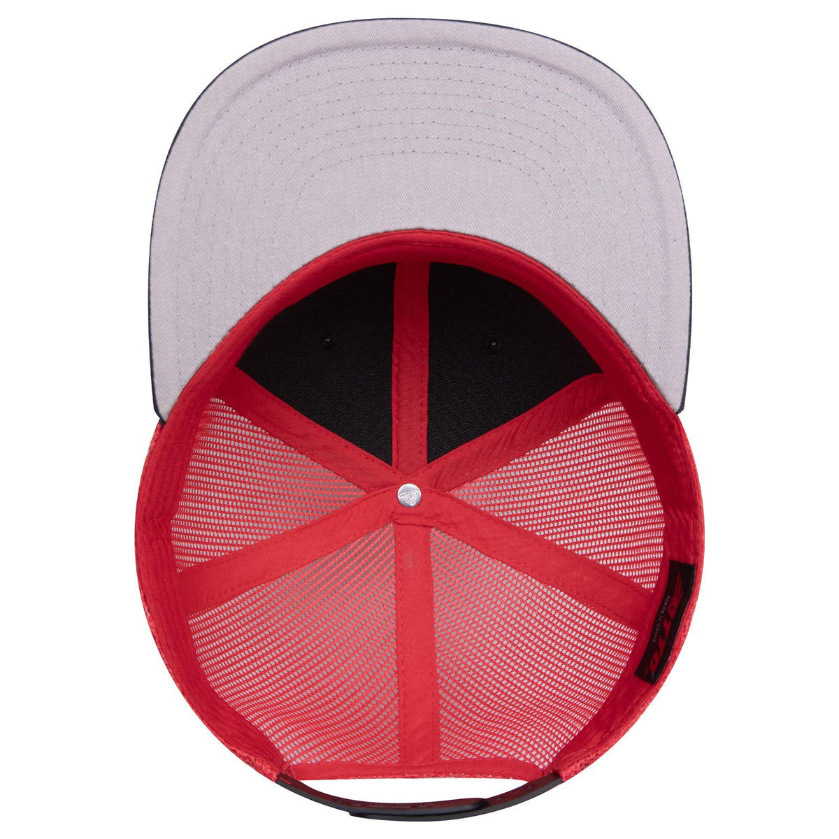 Inside View of 030302 - Blk/Blk/Red OTTO CAP "OTTO SNAP" 6 Panel Pro Style Mesh Back Trucker Snapback Hat