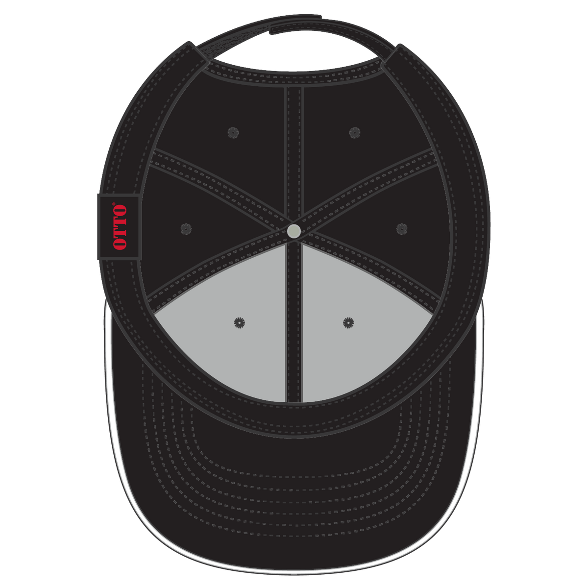 Inside View of 030316 - Blk/Blk/Wht OTTO CAP 6 Panel Low Profile Baseball Cap