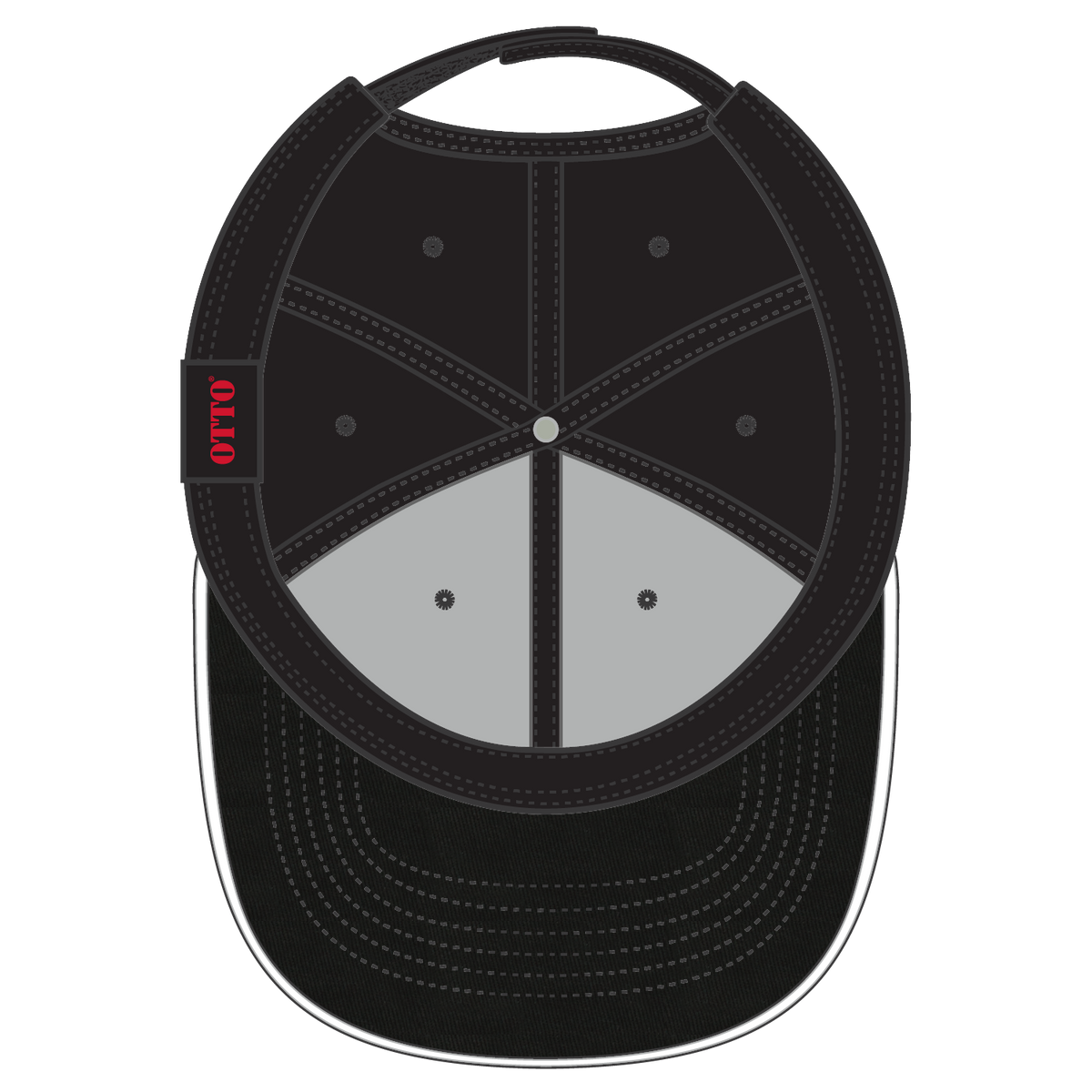 Inside View of 030316 - Blk/Blk/Wht OTTO CAP 6 Panel Low Profile Baseball Cap