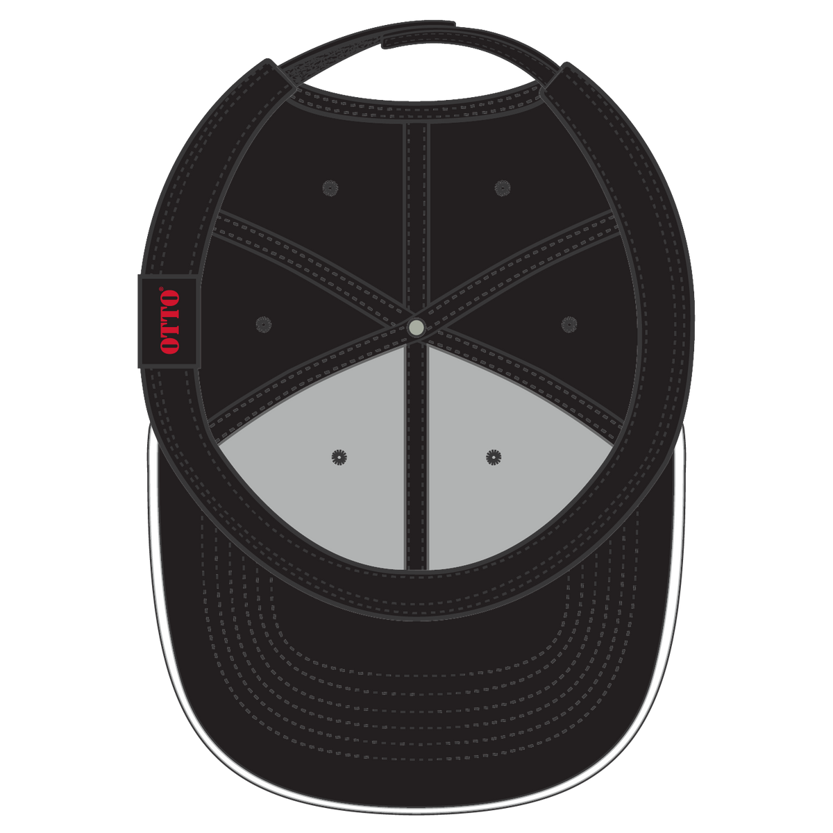 Inside View of 030316 - Blk/Blk/Wht OTTO CAP 6 Panel Low Profile Baseball Cap