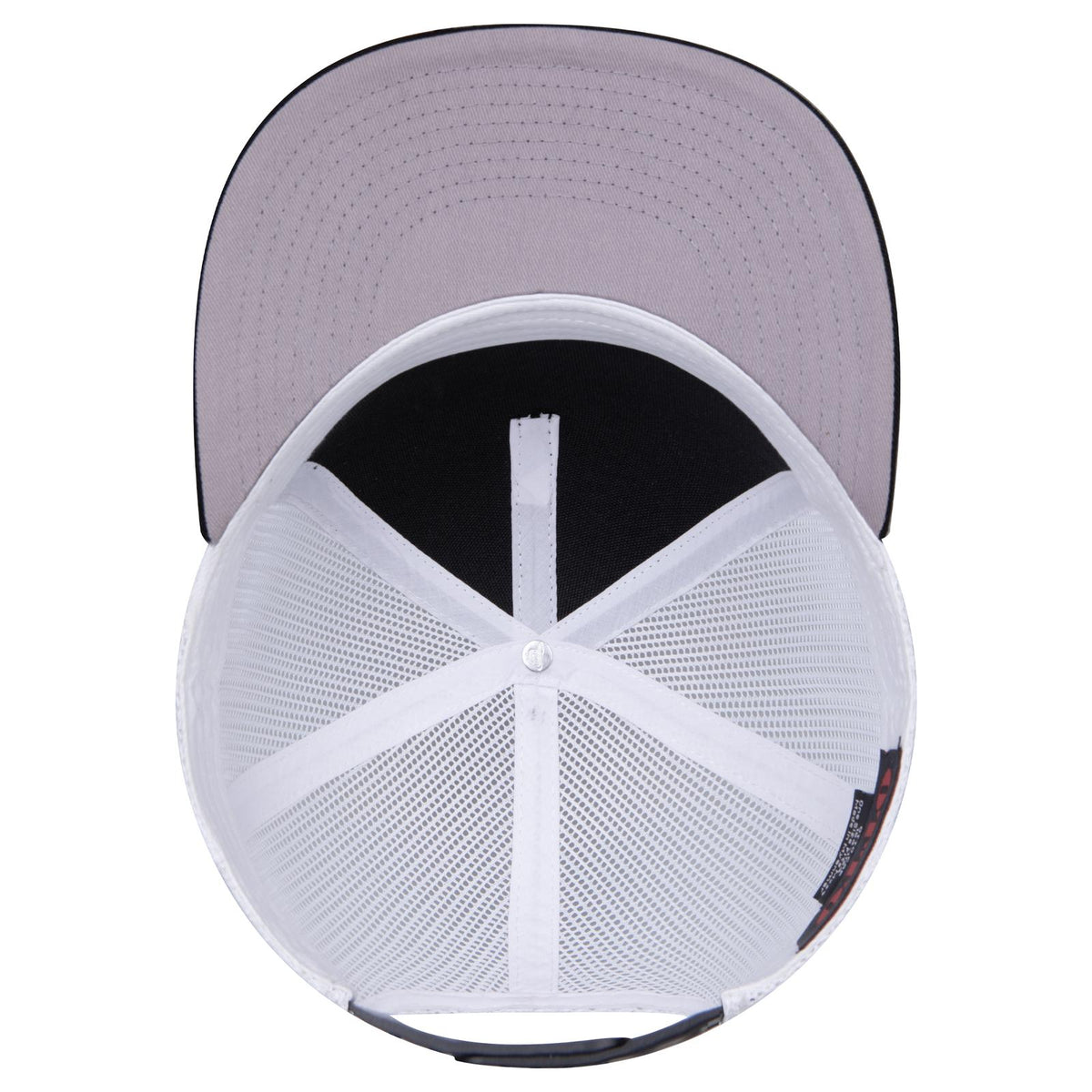Inside View of 030316 - Blk/Blk/Wht OTTO CAP "OTTO SNAP" 5 Panel Pro Style Mesh Back Trucker Snapback Hat