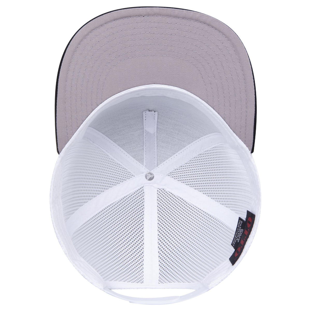 Inside View of 030316 - Blk/Blk/Wht OTTO CAP "OTTO SNAP" 5 Panel Pro Style Mesh Back Trucker Snapback Hat