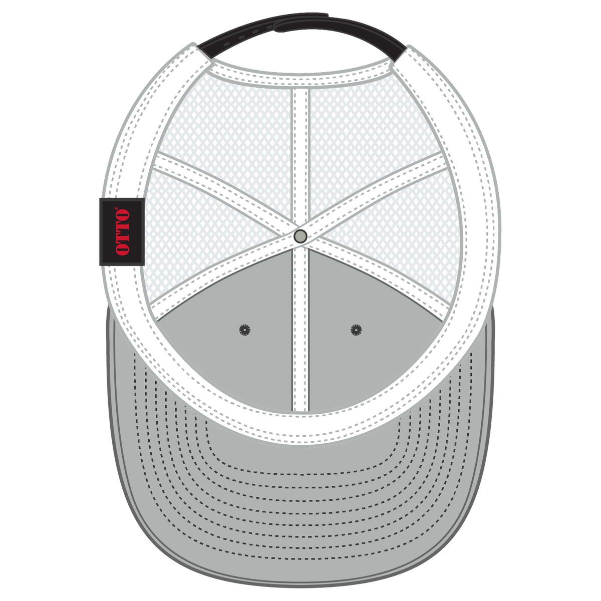 Inside View of 030316 - Blk/Blk/Wht OTTO CAP "OTTO SNAP" 6 Panel Pro Style Mesh Back Trucker Snapback Hat