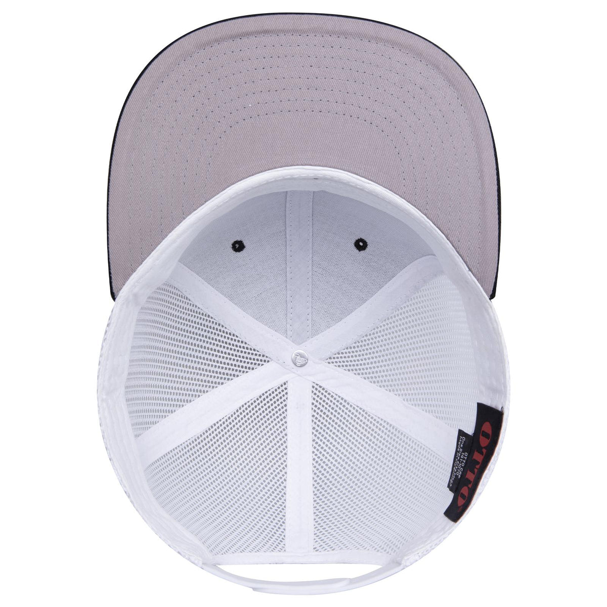 Inside View of 030316B - Blk/Blk/Wht OTTO CAP "OTTO SNAP" 6 Panel Pro Style Mesh Back Trucker Snapback Hat