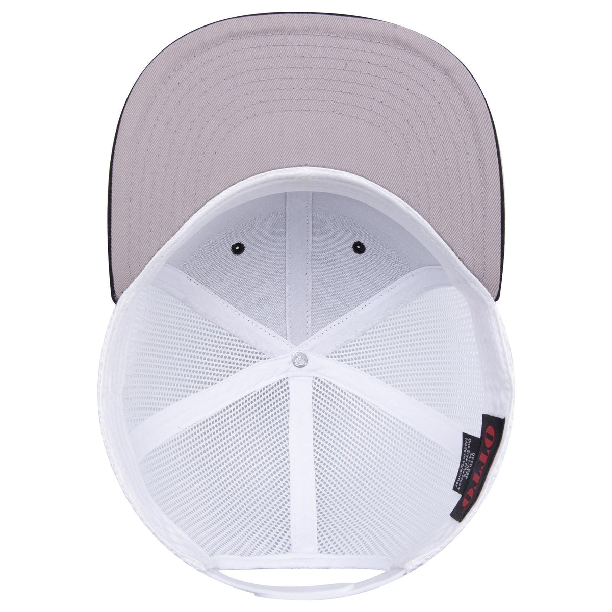 Inside View of 030316C - Blk/Blk/Wht OTTO CAP "OTTO SNAP" 6 Panel Pro Style Mesh Back Trucker Snapback Hat