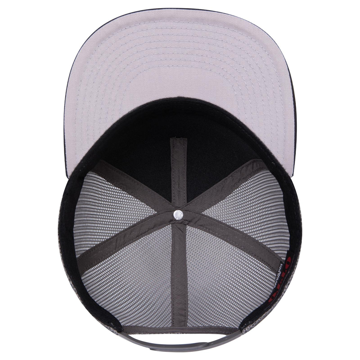 Inside View of 030325 - Blk/Blk/Ch.Gry OTTO CAP "OTTO SNAP" 5 Panel Pro Style Mesh Back Trucker Snapback Hat