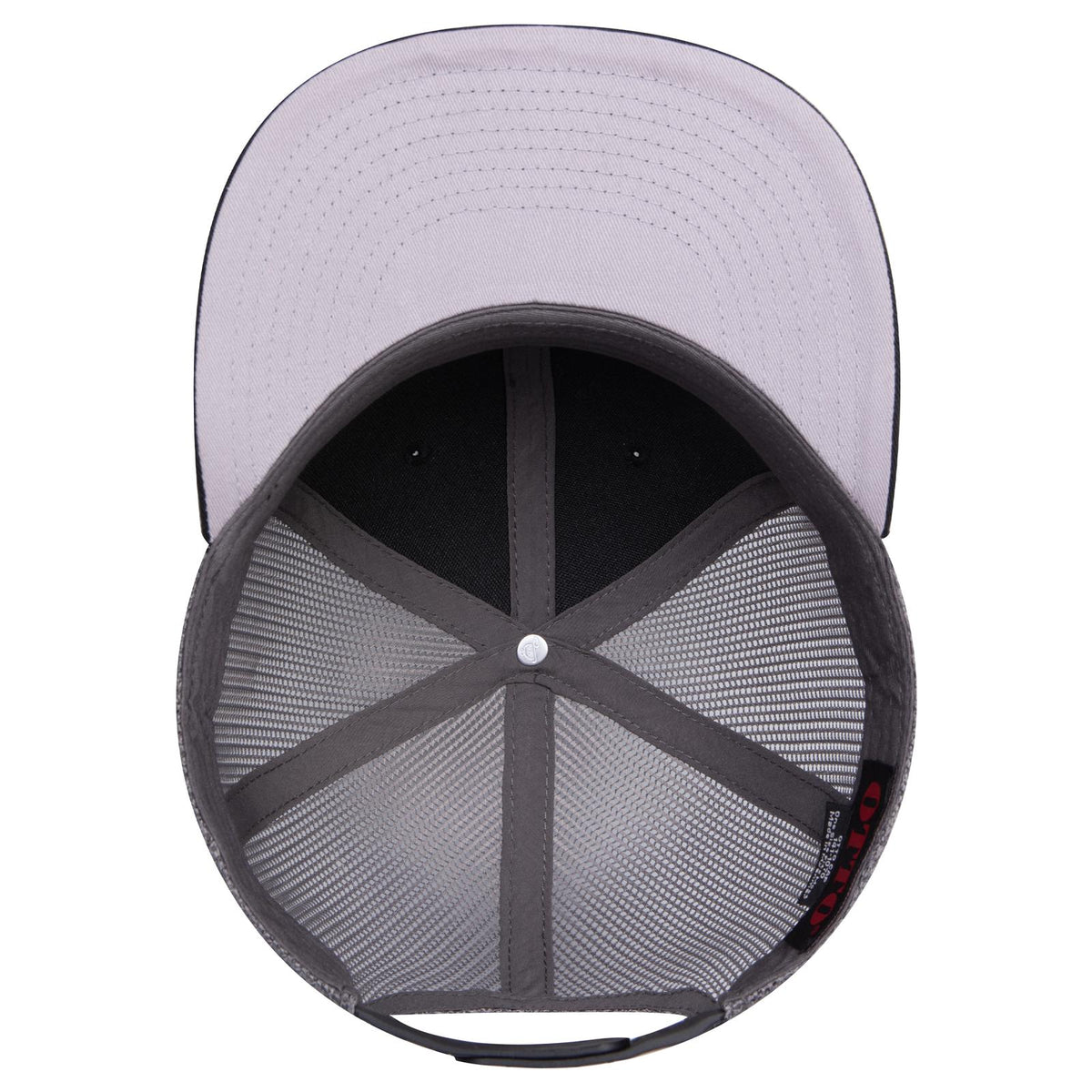 Inside View of 030325 - Blk/Blk/Ch.Gry OTTO CAP "OTTO SNAP" 6 Panel Pro Style Mesh Back Trucker Snapback Hat