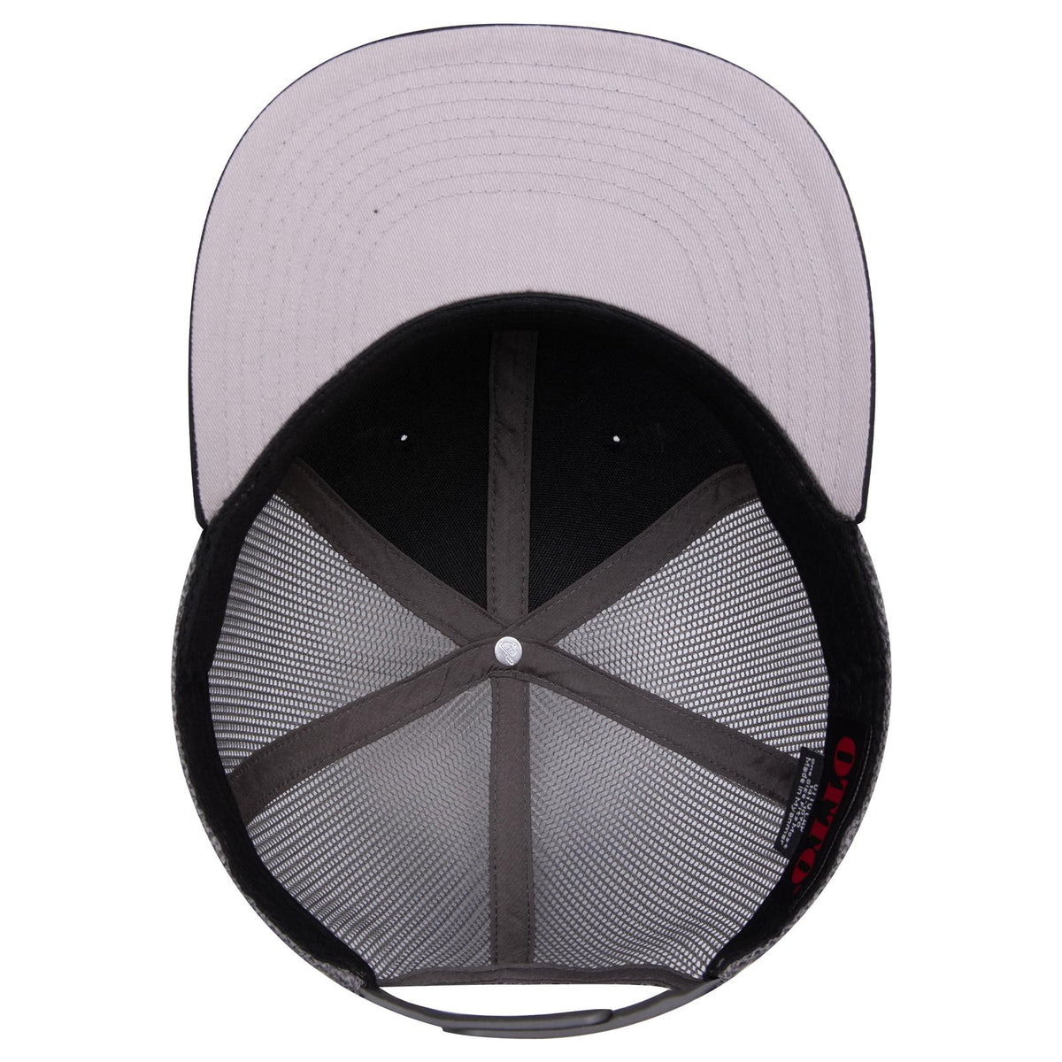 Inside View of 030325C - Blk/Blk/Ch Gry OTTO CAP "OTTO SNAP" 6 Panel Pro Style Mesh Back Trucker Snapback Hat