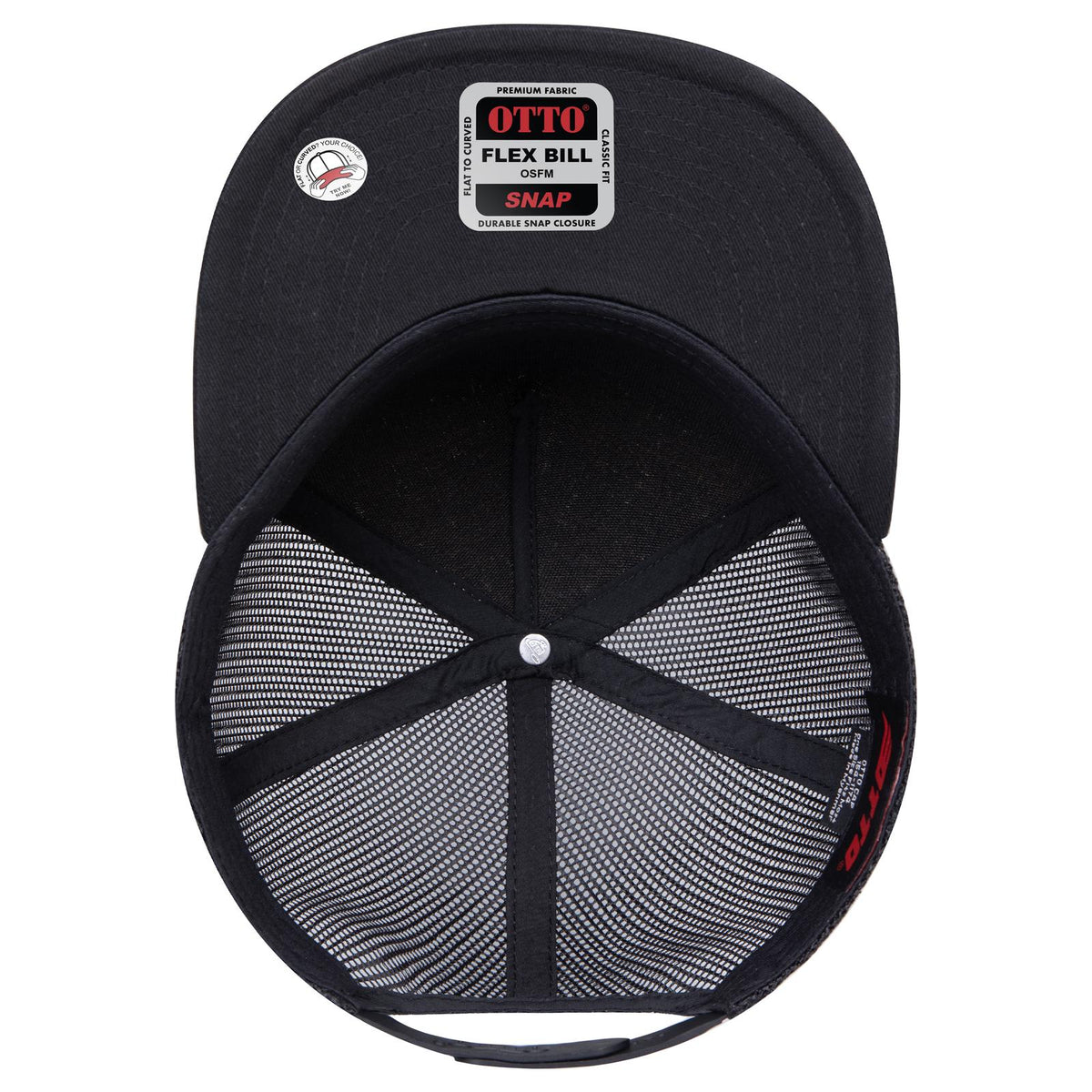 Inside View of 0311203 - Blk/Cork/Blk OTTO CAP "OTTO SNAP" 5 Panel Pro Style Mesh Back Trucker Snapback Hat