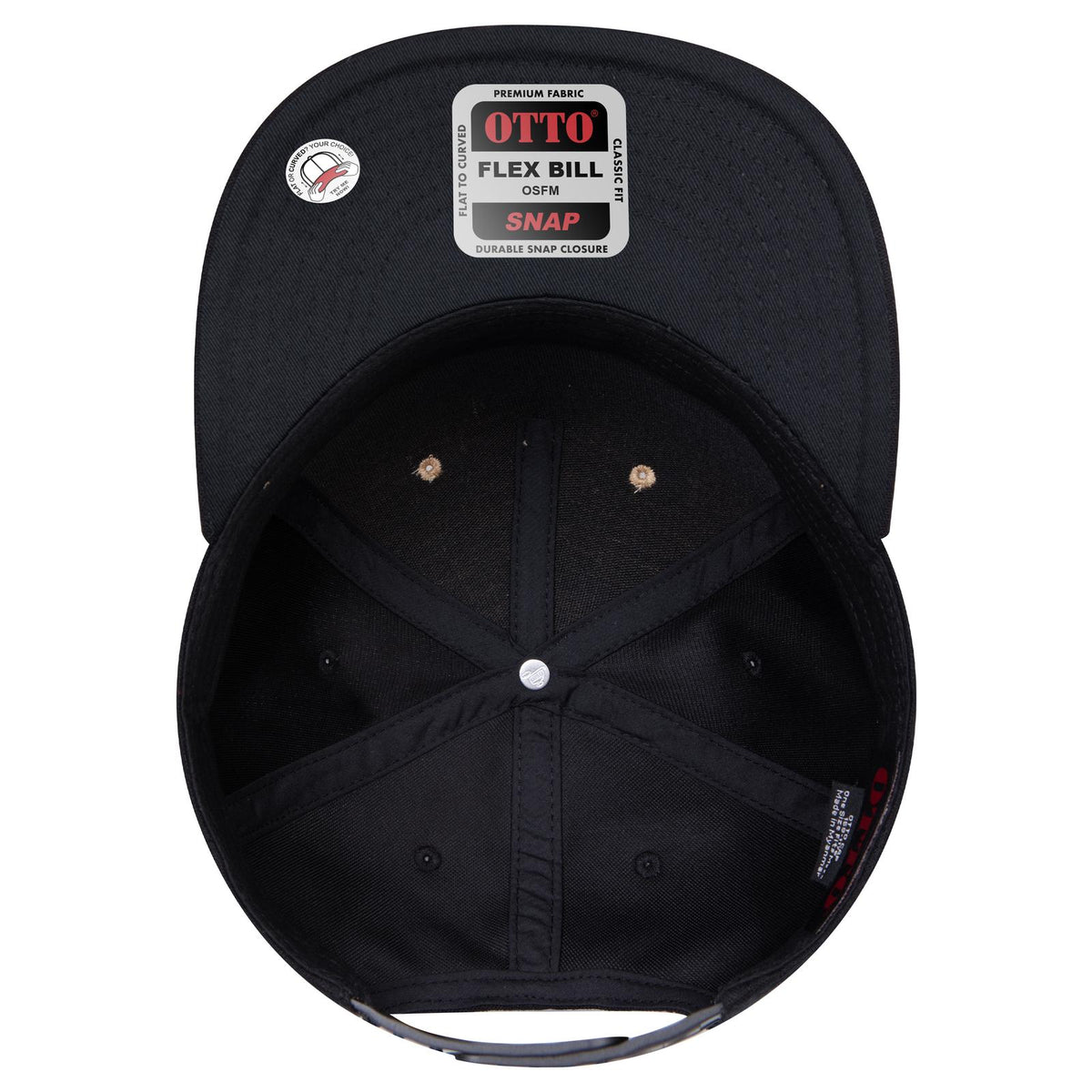 Inside View of 0311203 - Blk/Cork/Blk OTTO CAP "OTTO SNAP" 5 Panel Pro Style Snapback Hat