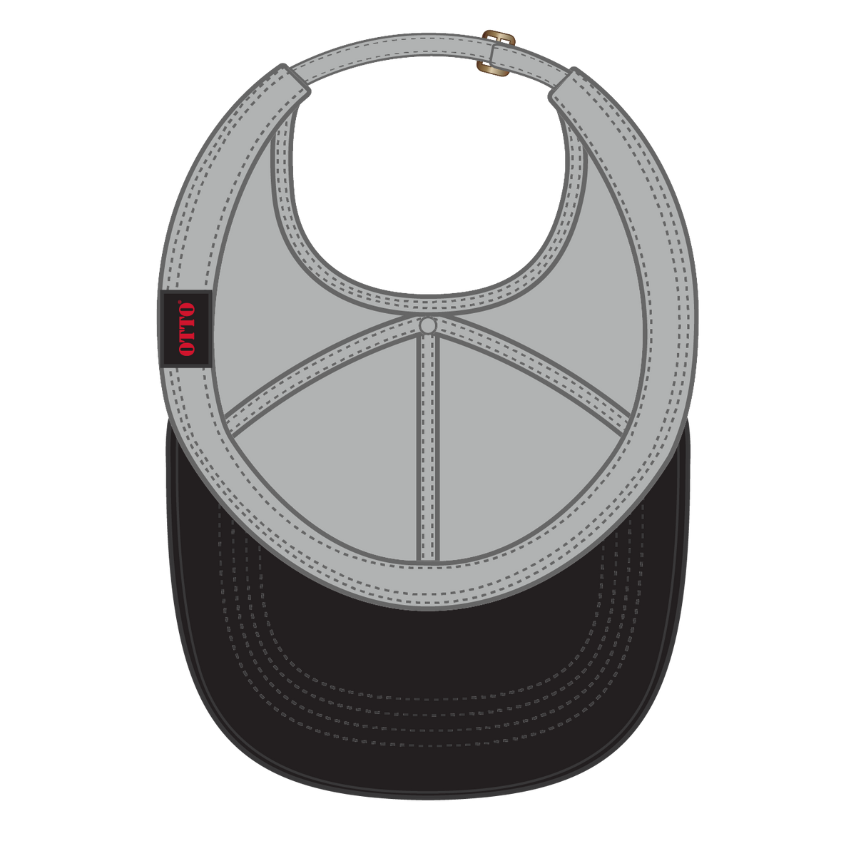 Inside View of 0314 - Blk/Gry OTTO CAP 4 Panel Ponytail Cap