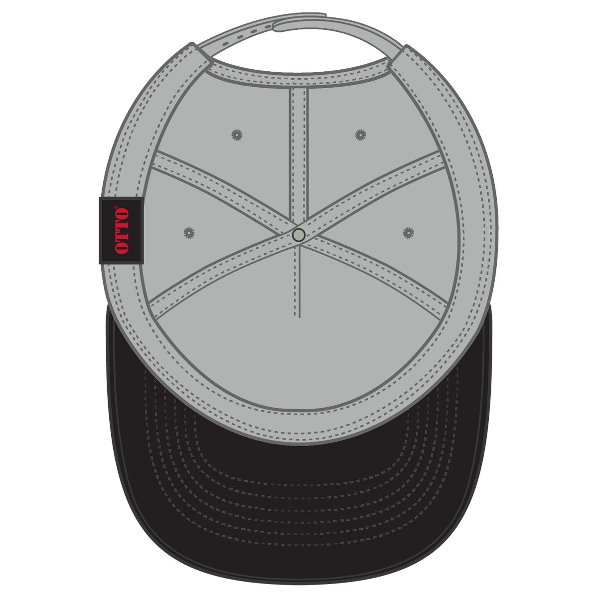 Inside View of 0314 - Blk/Gry OTTO CAP 5 Panel Mid Profile Baseball Cap