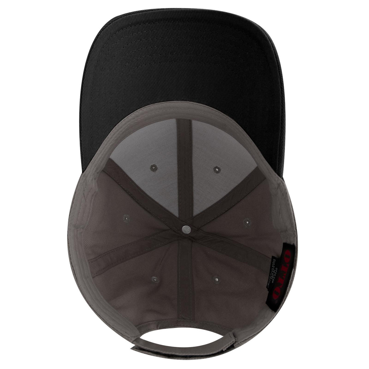 Inside View of 0314 - Blk/Gry OTTO CAP 6 Panel Low Profile Baseball Cap
