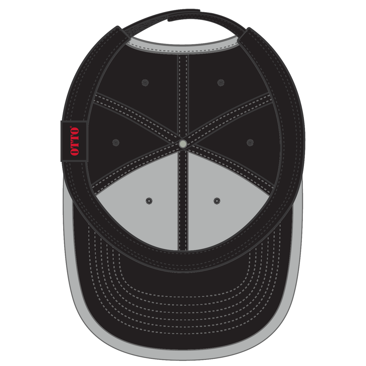 Inside View of 0314 - Blk/Gry OTTO CAP 6 Panel Low Profile Baseball Cap