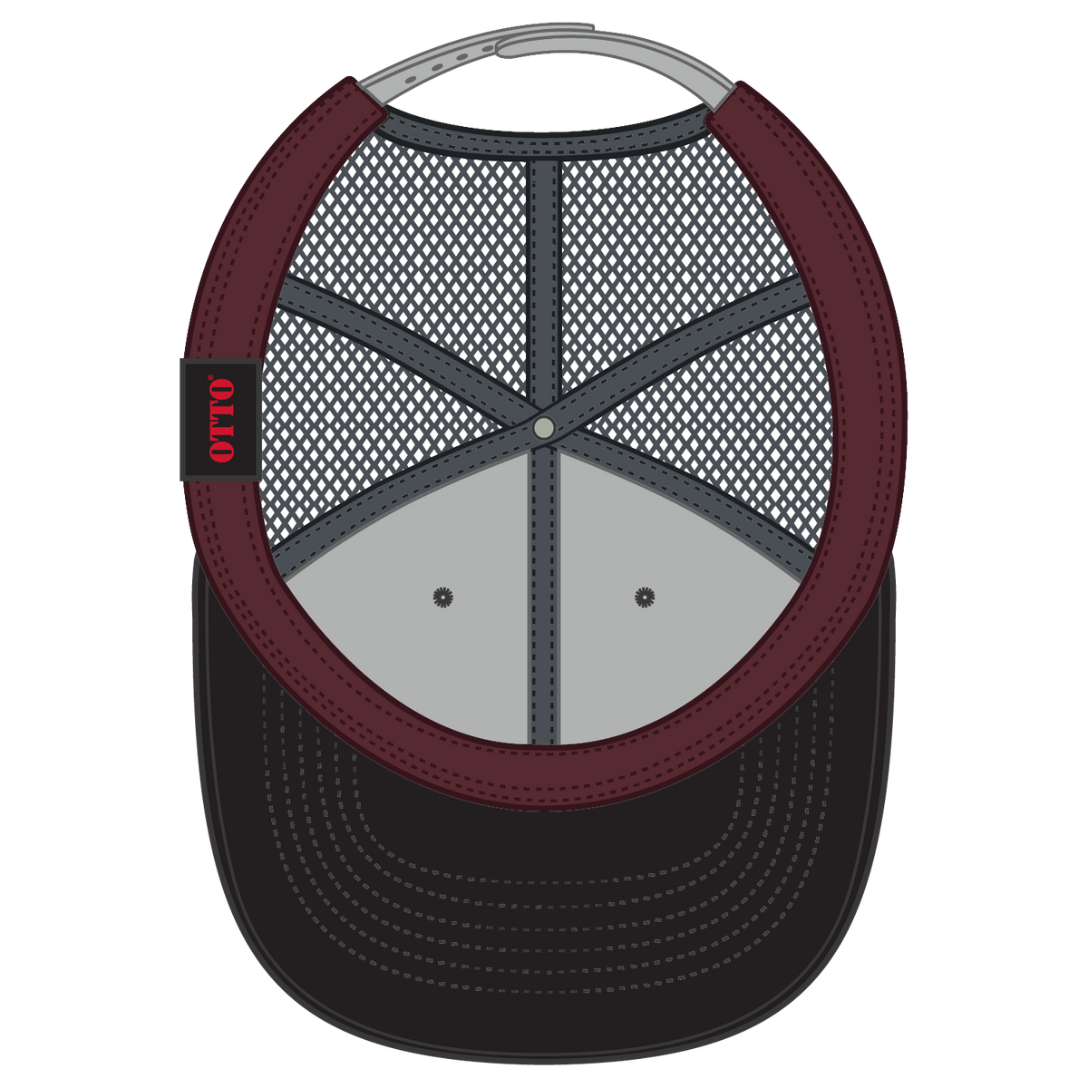 Inside View of 0314 - Blk/Gry OTTO CAP 6 Panel Low Profile Mesh Back Trucker Hat