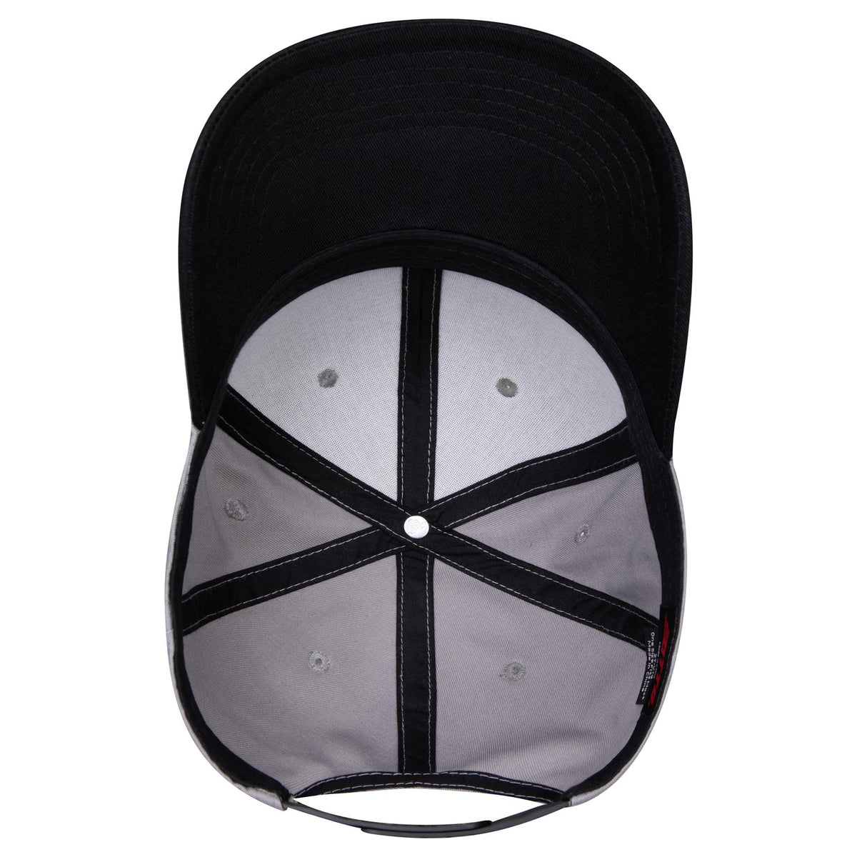Inside View of 0314 - Blk/Gry OTTO CAP 6 Panel Mid Profile Baseball Cap
