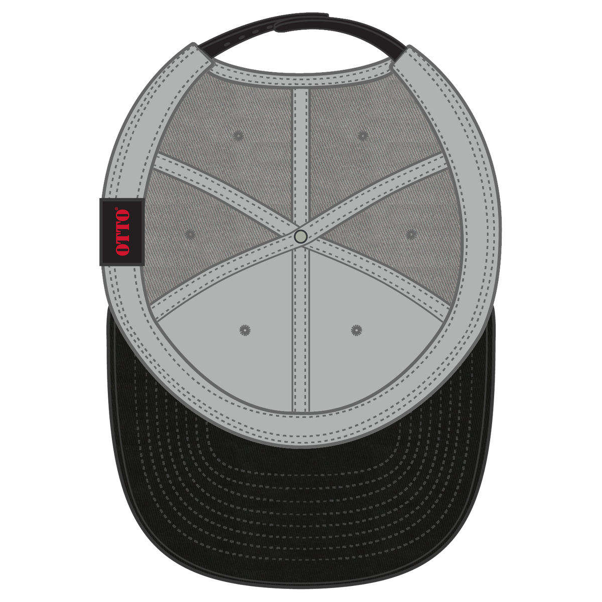 Inside View of 0314 - Blk/Gry OTTO CAP 6 Panel Mid Profile Baseball Cap