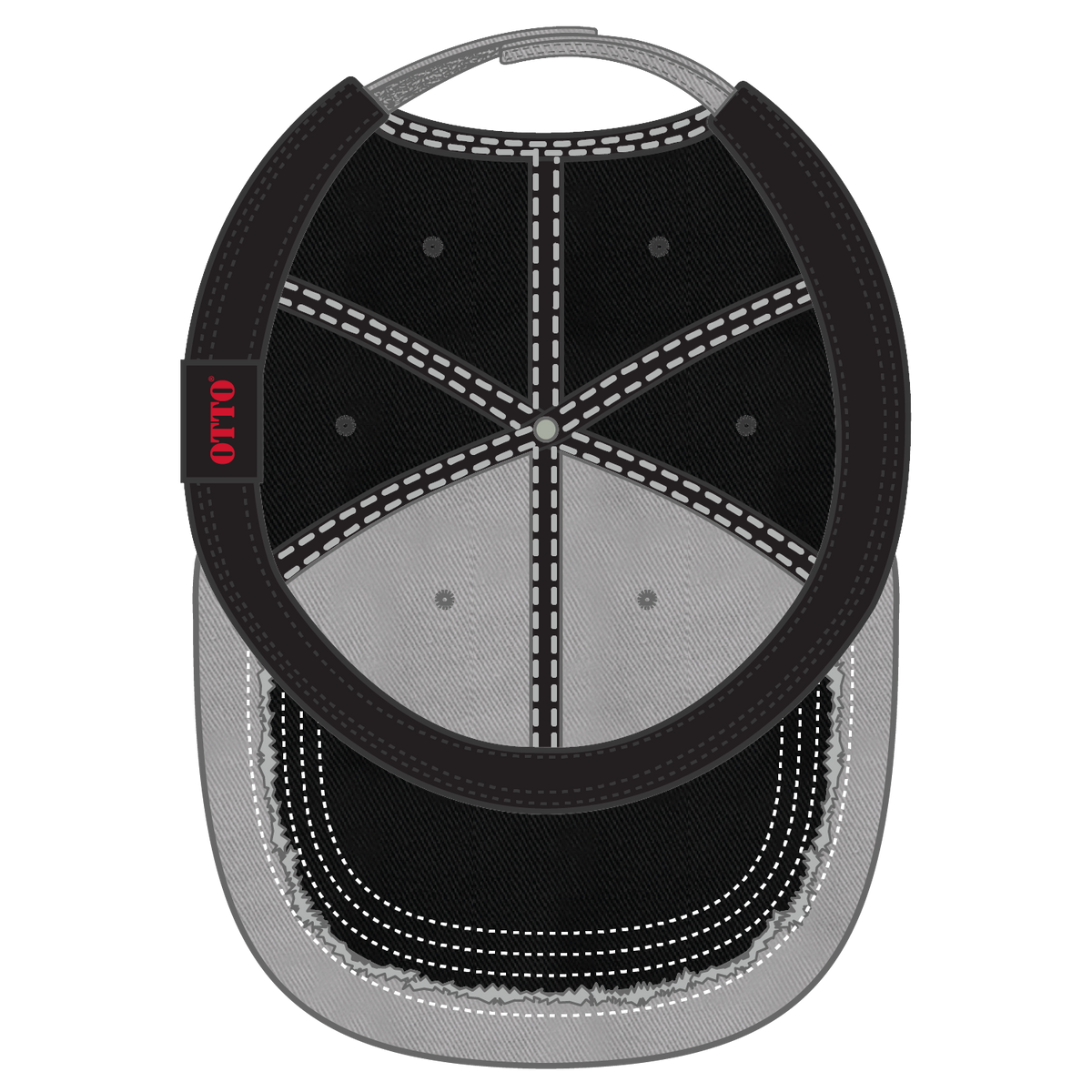 Inside View of 031403 - Blk/Gry/Blk OTTO CAP 6 Panel Low Profile Dad Hat