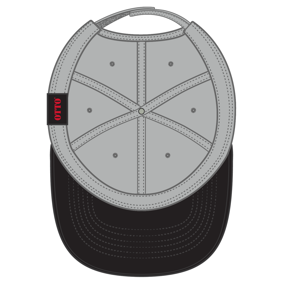 Inside View of 031414 - Blk/Gry/Gry OTTO CAP 6 Panel Low Profile Baseball Cap