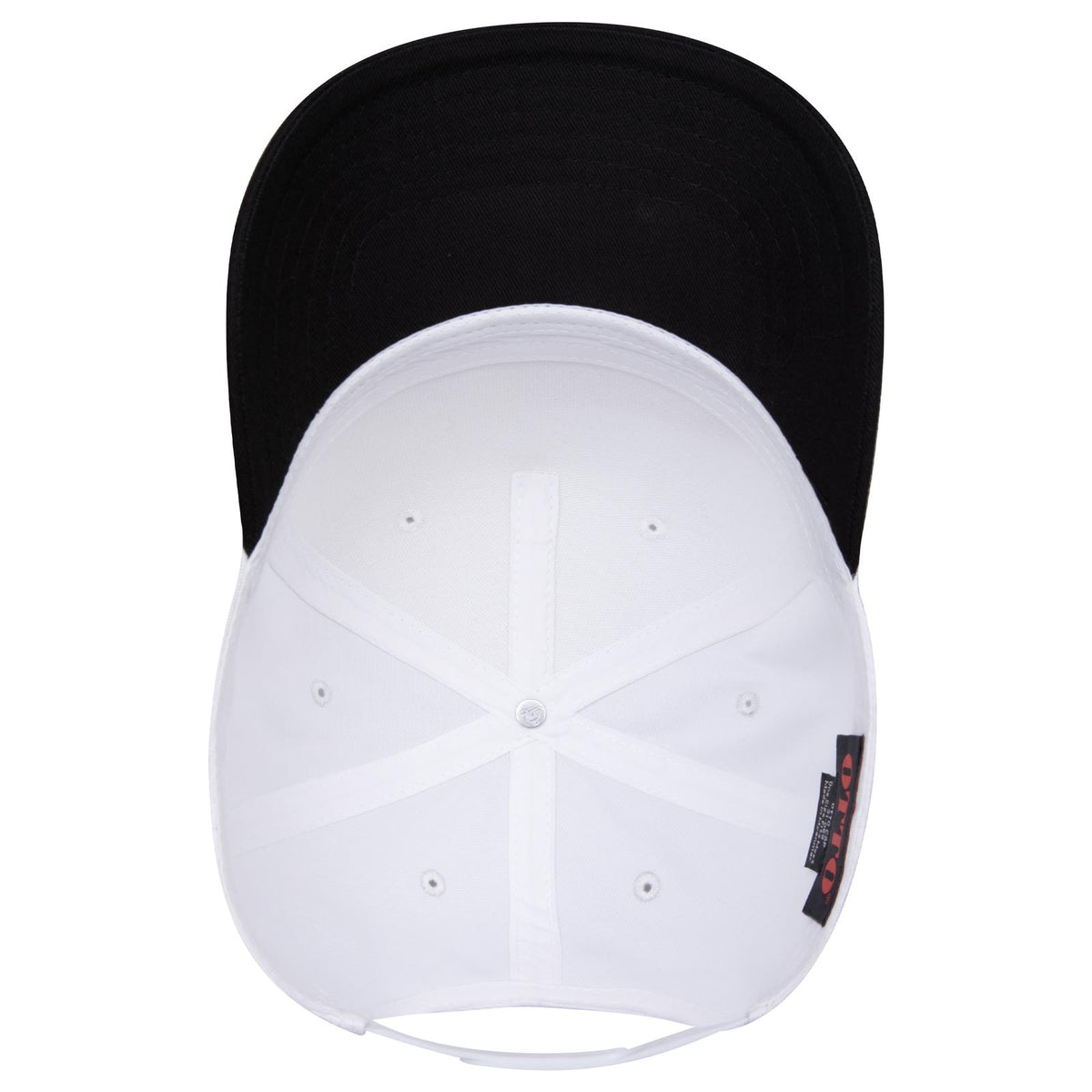 Inside View of 0316 - Blk/Wht OTTO CAP 5 Panel Mid Profile Baseball Cap