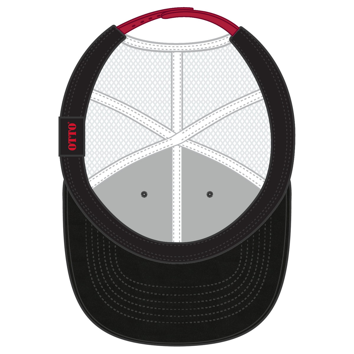 Inside View of 0316 - Blk/Wht OTTO CAP 6 Panel Low Profile Mesh Back Trucker Hat