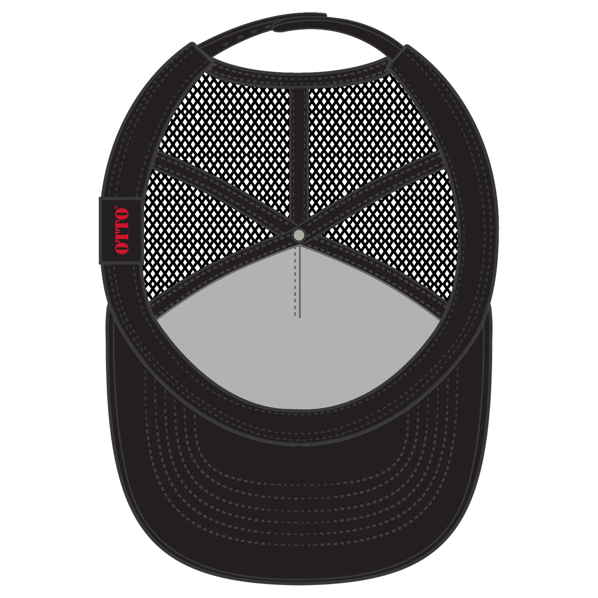 Inside View of 031603 - Blk/Wht/Blk OTTO CAP 5 Panel Low Profile Mesh Back Trucker Hat