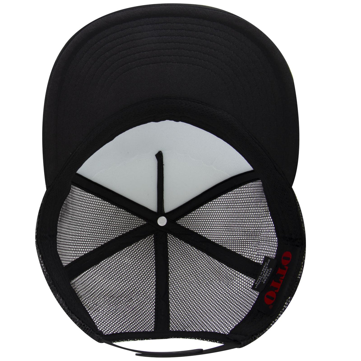 Inside View of 031603 - Blk/Wht/Blk OTTO CAP 5 Panel Pro Style Mesh Back Trucker Hat