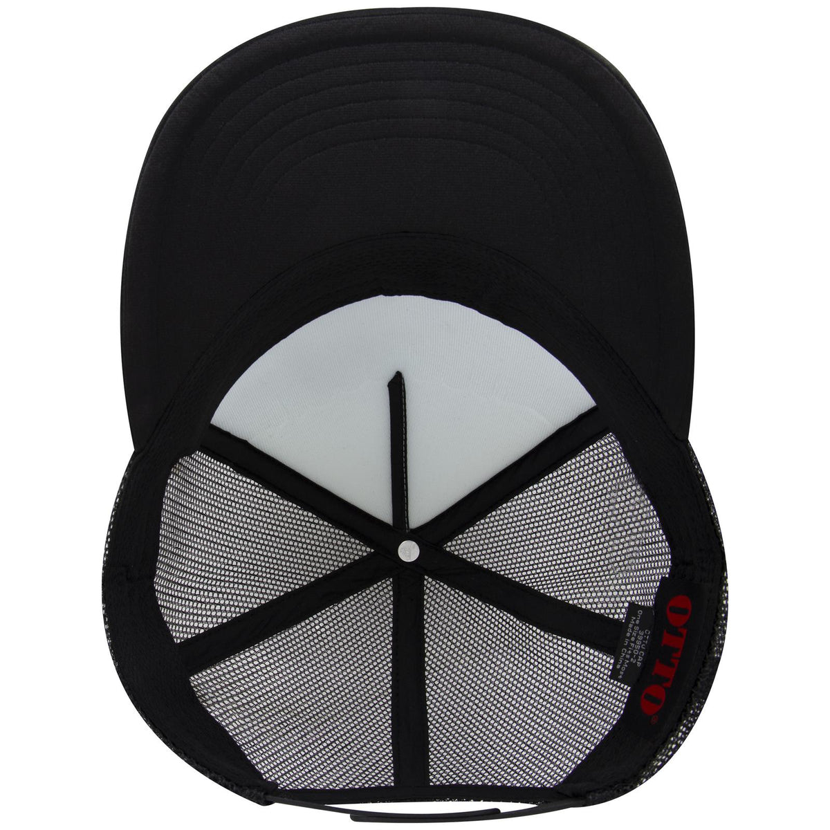 Inside View of 031603 - Blk/Wht/Blk OTTO CAP 5 Panel Pro Style Mesh Back Trucker Hat