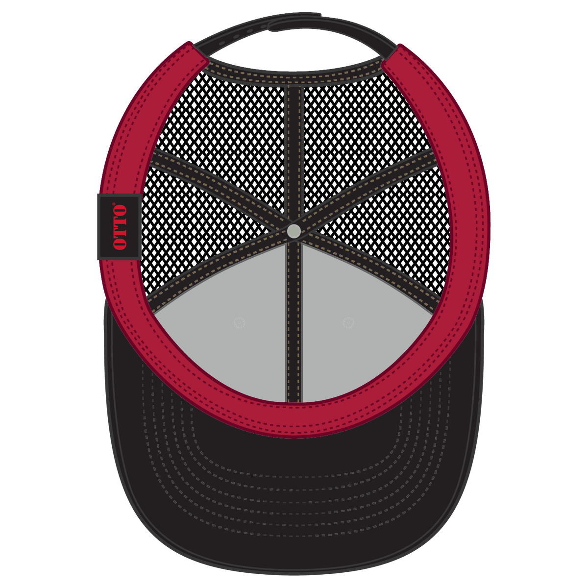 Inside View of 031603 - Blk/Wht/Blk OTTO CAP 6 Panel Low Profile Mesh Back Trucker Hat