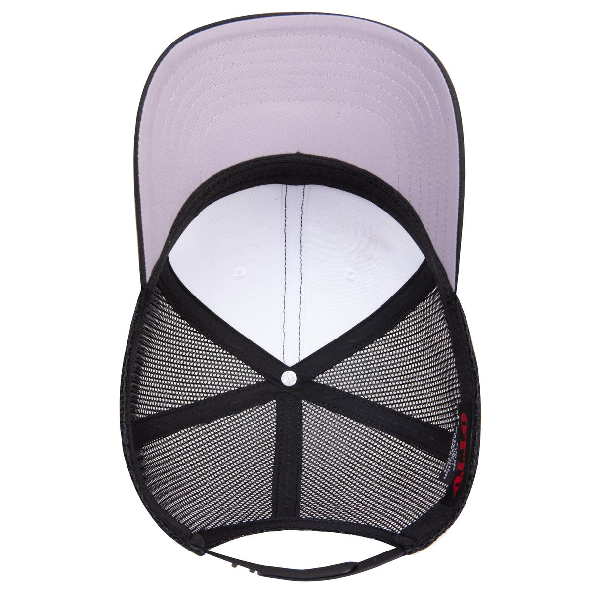 Inside View of 031603 - Blk/Wht/Blk OTTO CAP Seamless 6 Panel Mid Profile Mesh Back Trucker Hat